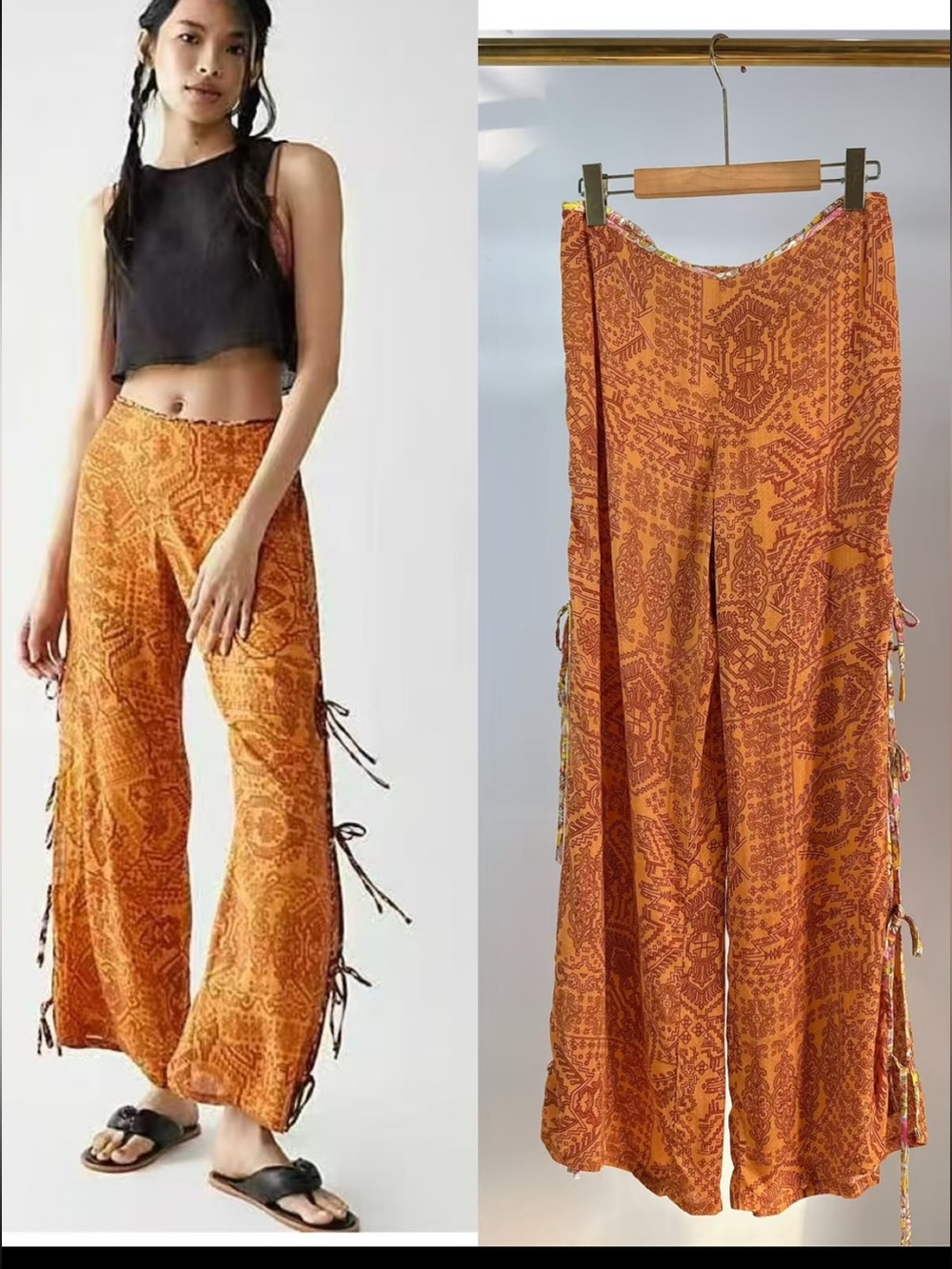 Free People I'll Come Running Tie Pants, S